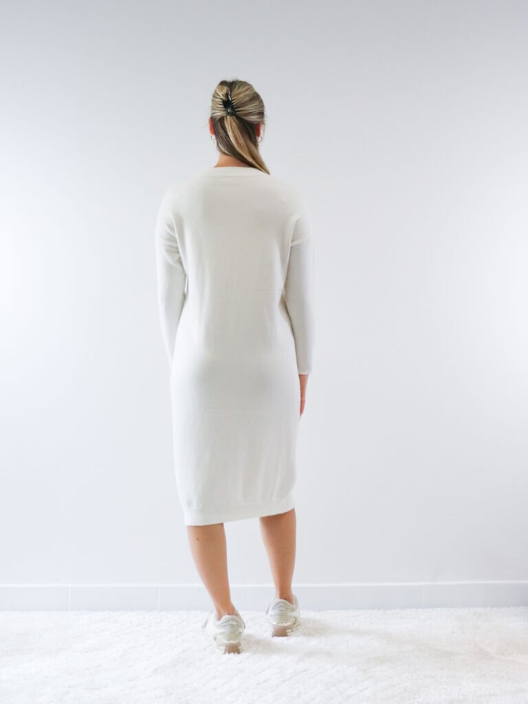 Gebreide jurk off-white - Afbeelding 2