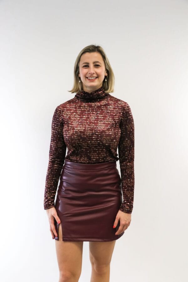 Rok bordeaux (leatherlook) - Afbeelding 3