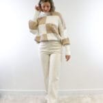 Broek leatherlook off-white