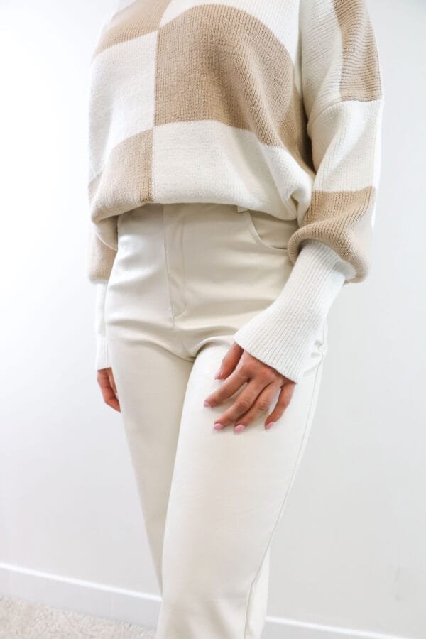 Broek leatherlook off-white - Afbeelding 3