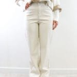 Broek leatherlook off-white
