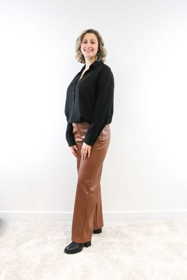 Broek leatherlook bruin - Afbeelding 6