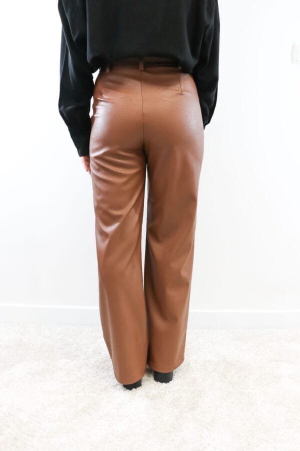 Broek leatherlook bruin - Afbeelding 3