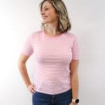 T-shirt roos-wit gestreept