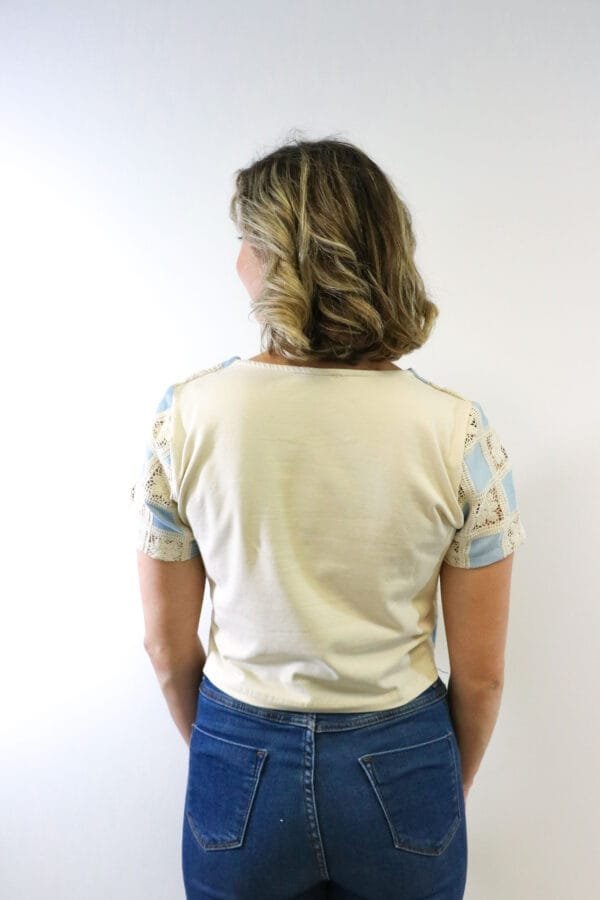 T-shirt gehaakt blauw - Afbeelding 2