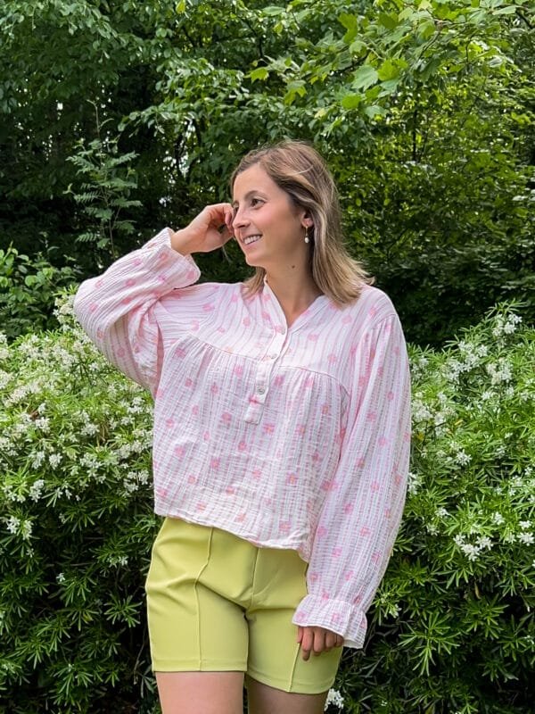 Tetra blouse bloemetjes roze