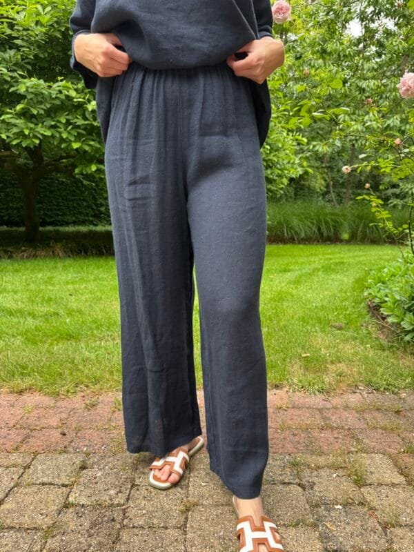 Linnen broek marineblauw