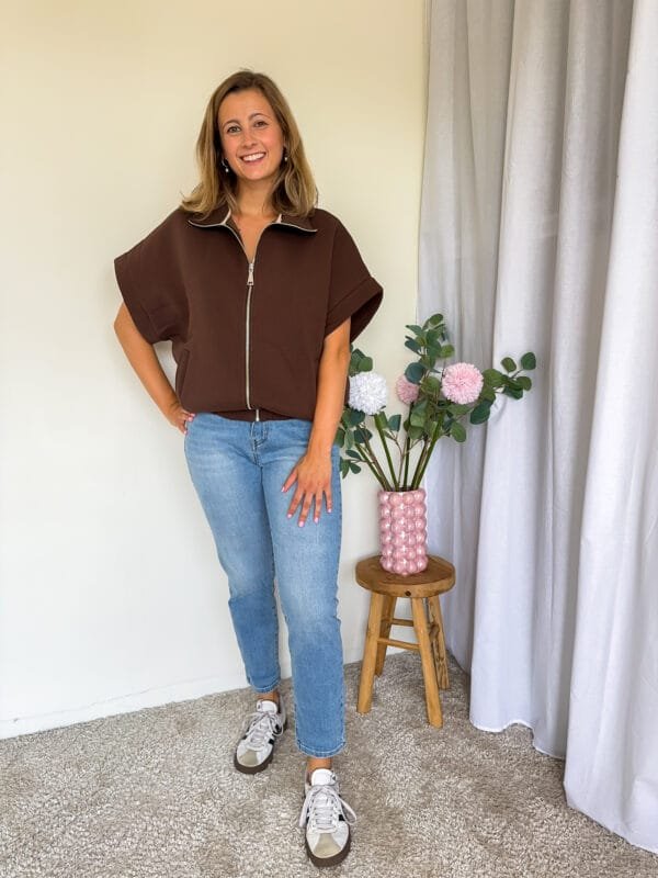 Vest met korte mouw chocoladebruin