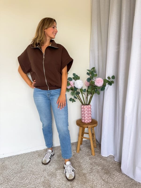 Vest met korte mouw chocoladebruin - Afbeelding 2