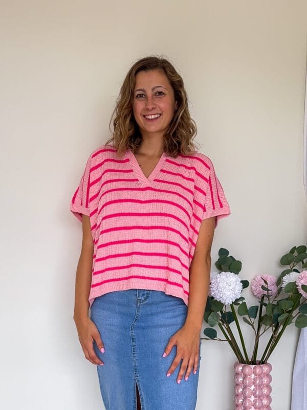 Gebreide polo roze