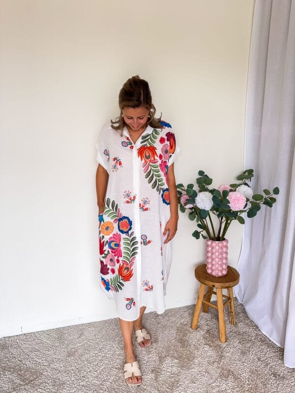 Maxi jurk met print wit
