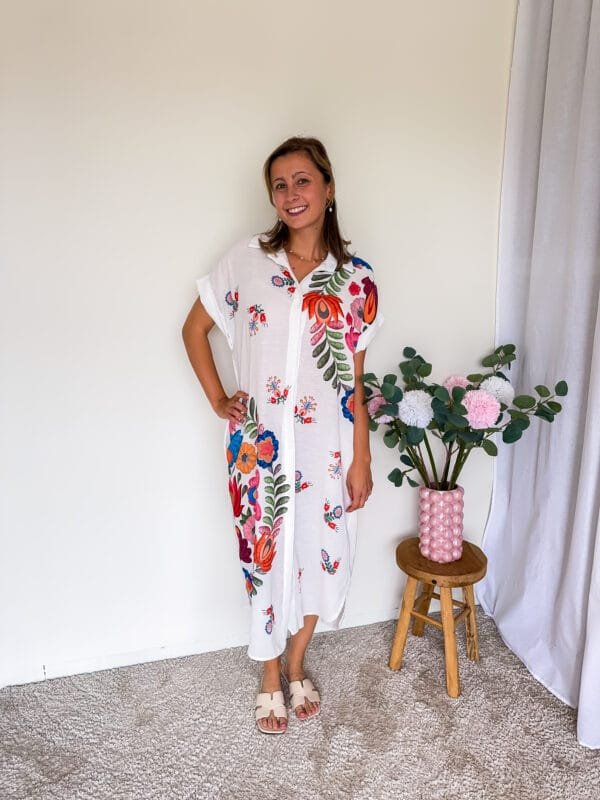 Maxi jurk met print wit - Afbeelding 2