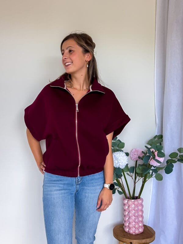 Vest met korte mouw bordeaux