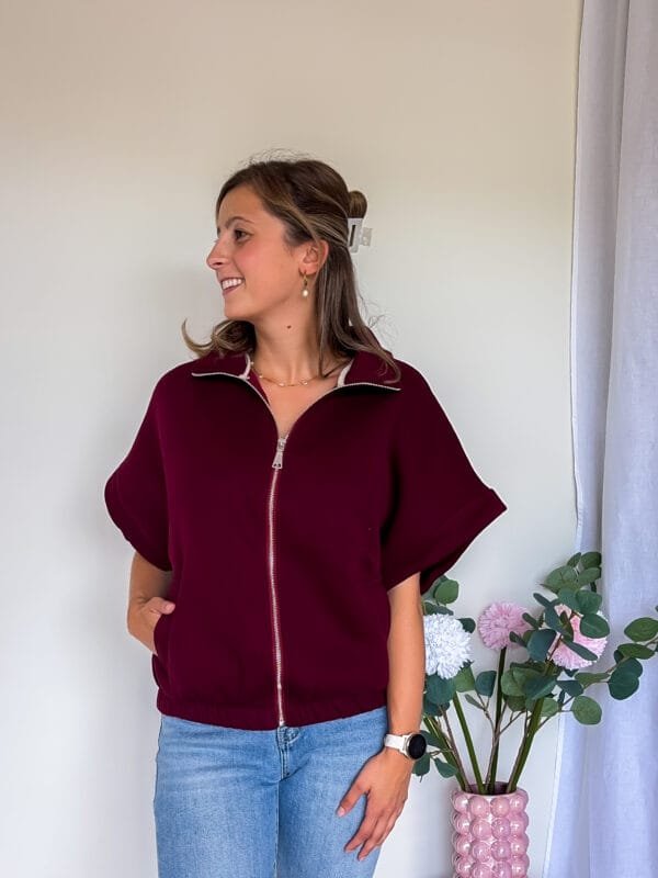 Vest met korte mouw bordeaux - Afbeelding 2