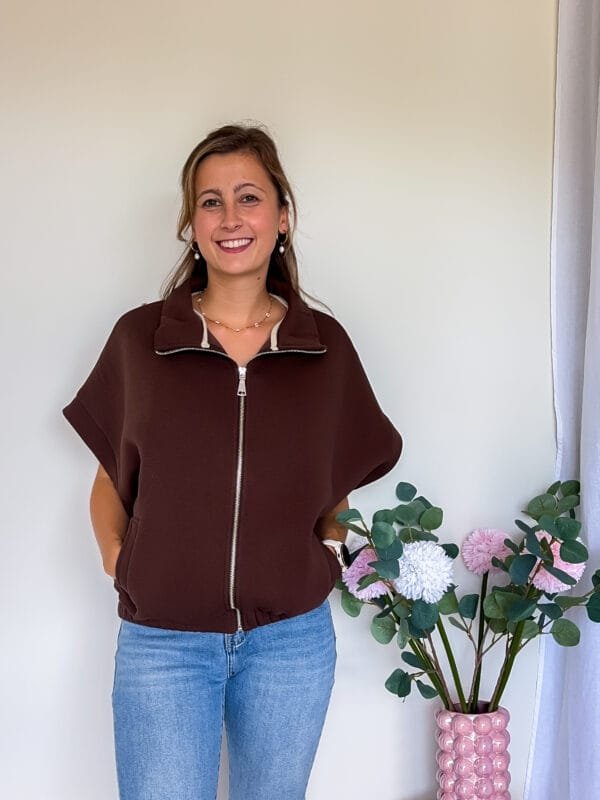 Vest met korte mouw chocoladebruin - Afbeelding 2