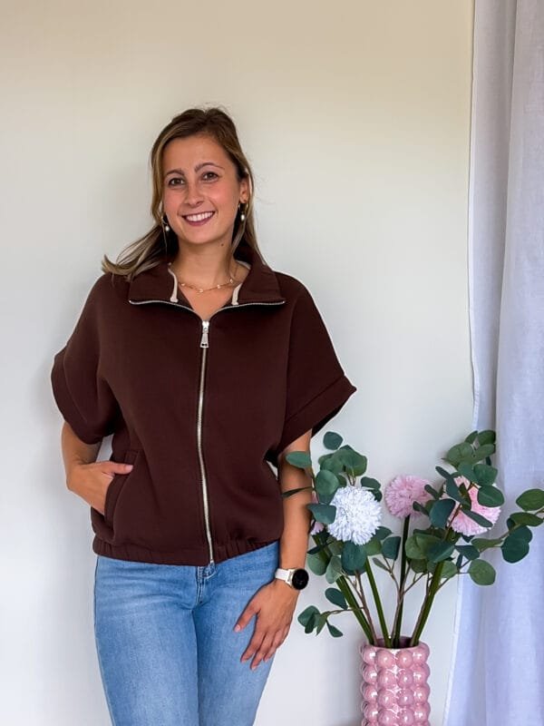 Vest met korte mouw chocoladebruin