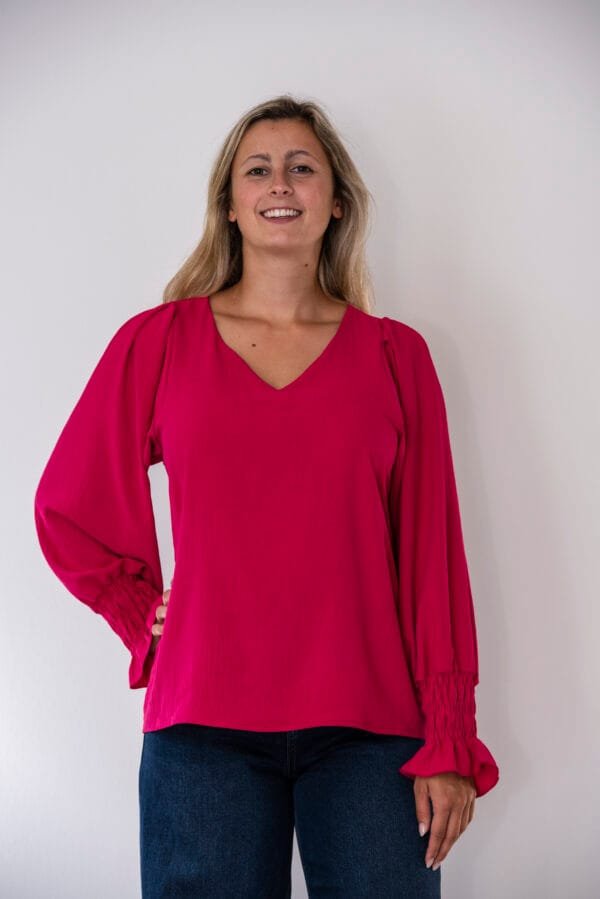 Elastische blouse fuchsia