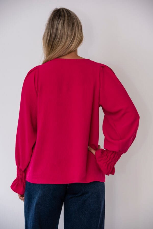 Elastische blouse fuchsia - Afbeelding 2