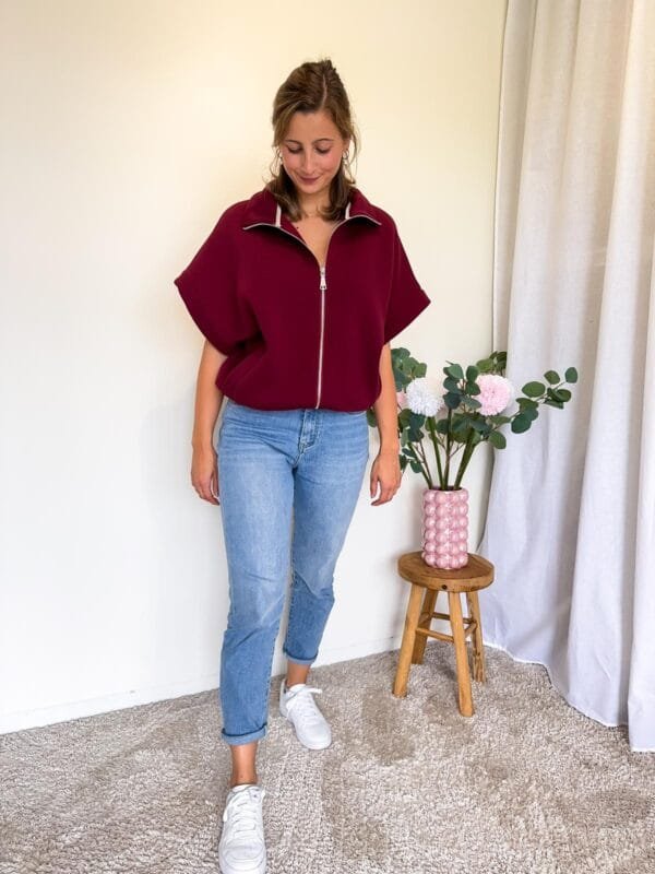 Vest met korte mouw bordeaux - Afbeelding 2