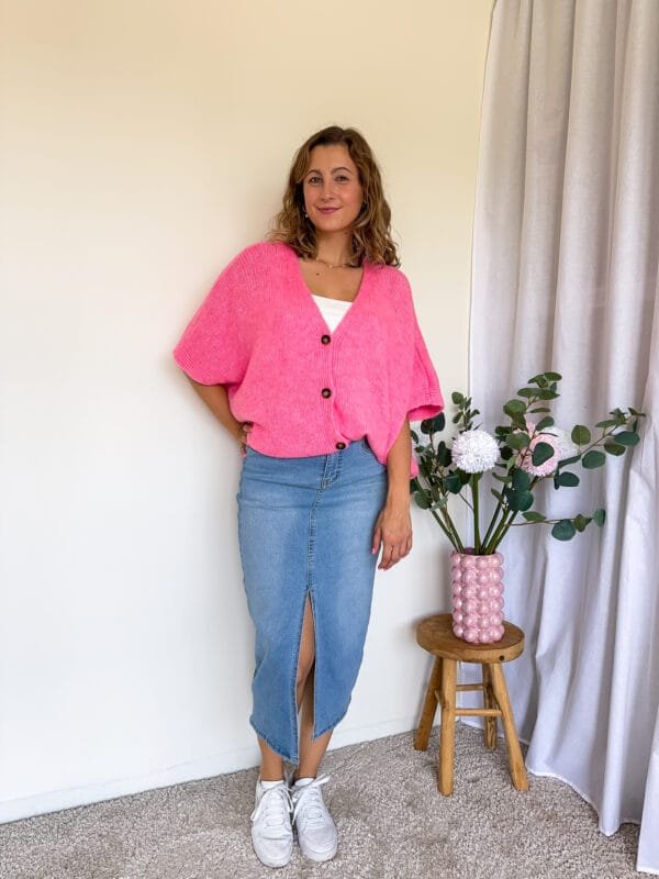 Gebreide vest roze