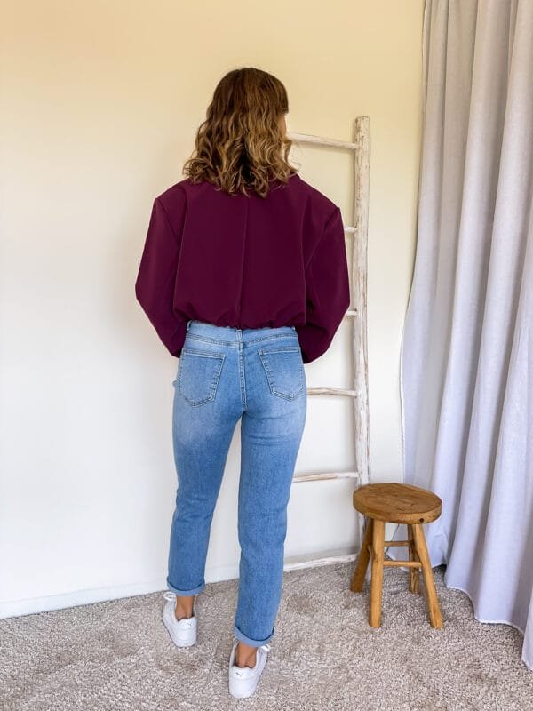 Korte blazer bordeaux - Afbeelding 2