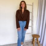 Korte blazer chocoladebruin