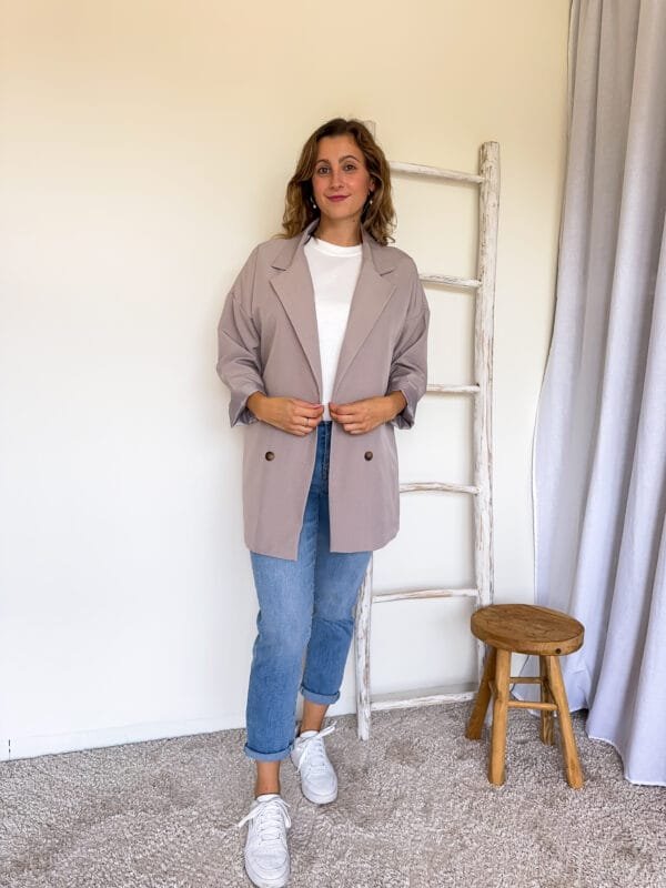 Lange blazer beige - Afbeelding 2