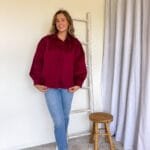 Blouse met pofmouw bordeaux