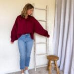 Blouse met pofmouw bordeaux