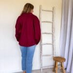 Blouse met pofmouw bordeaux