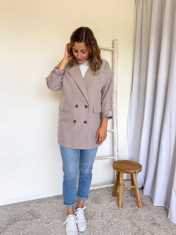 Lange blazer beige - Afbeelding 3