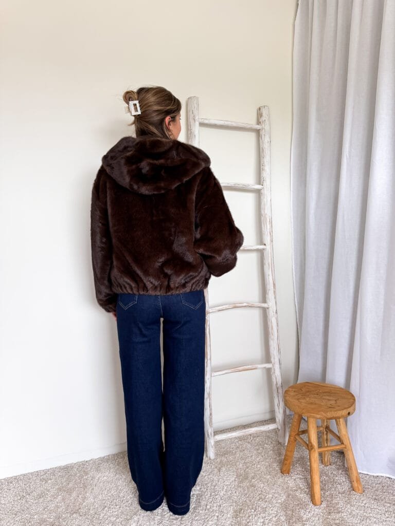 Bomber in faux fur donkerbruin - Afbeelding 3