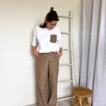 Broek met print bruin