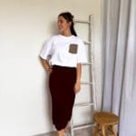 Gebreide midi rok bruin