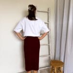 Gebreide midi rok bruin