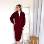 Gebreide midi rok bordeaux