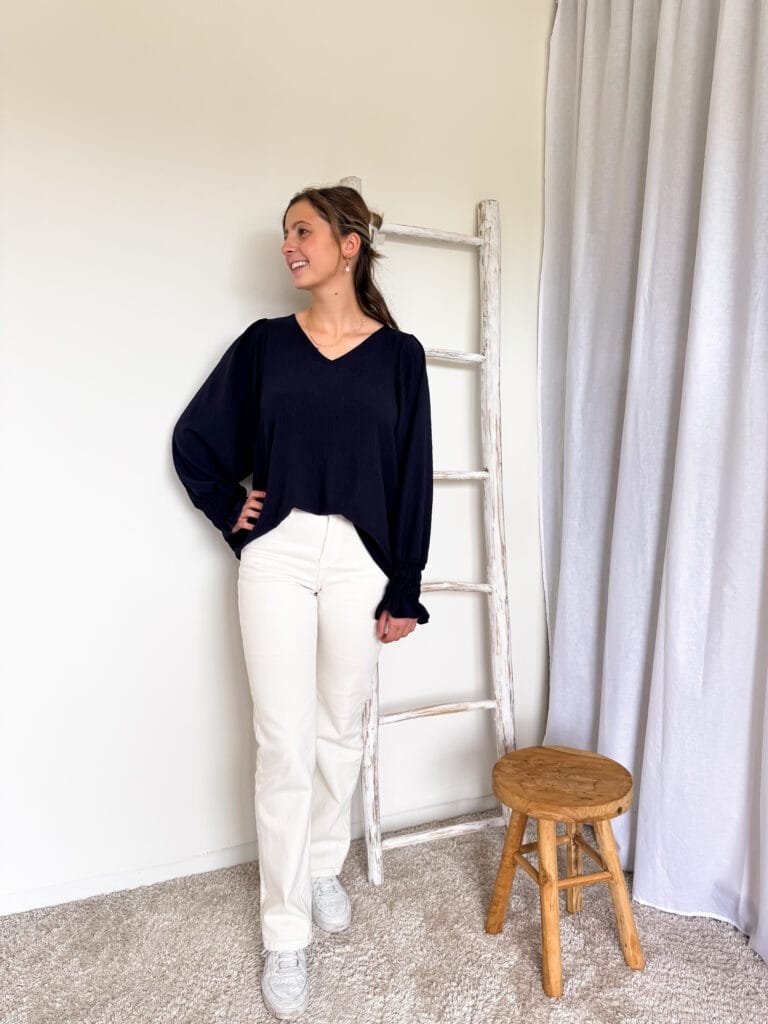 Elastische blouse donkerblauw