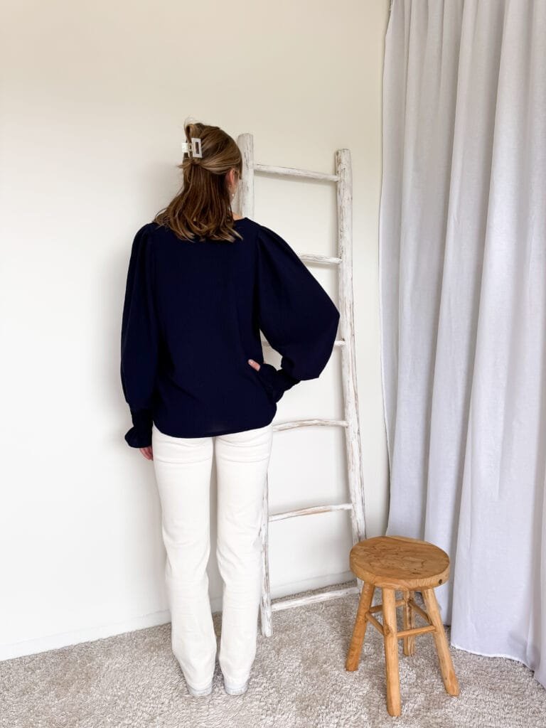 Elastische blouse donkerblauw - Afbeelding 2