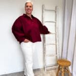 Blouse met pofmouw bordeaux