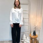 Witte glitterblouse met strik