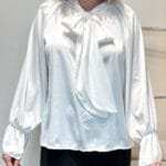 Witte glitterblouse met strik